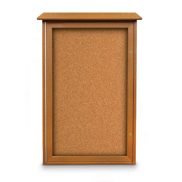 Indoor Enclosed Combo Board, 72"x36", Satin Frame/Black Porcelain & Cork